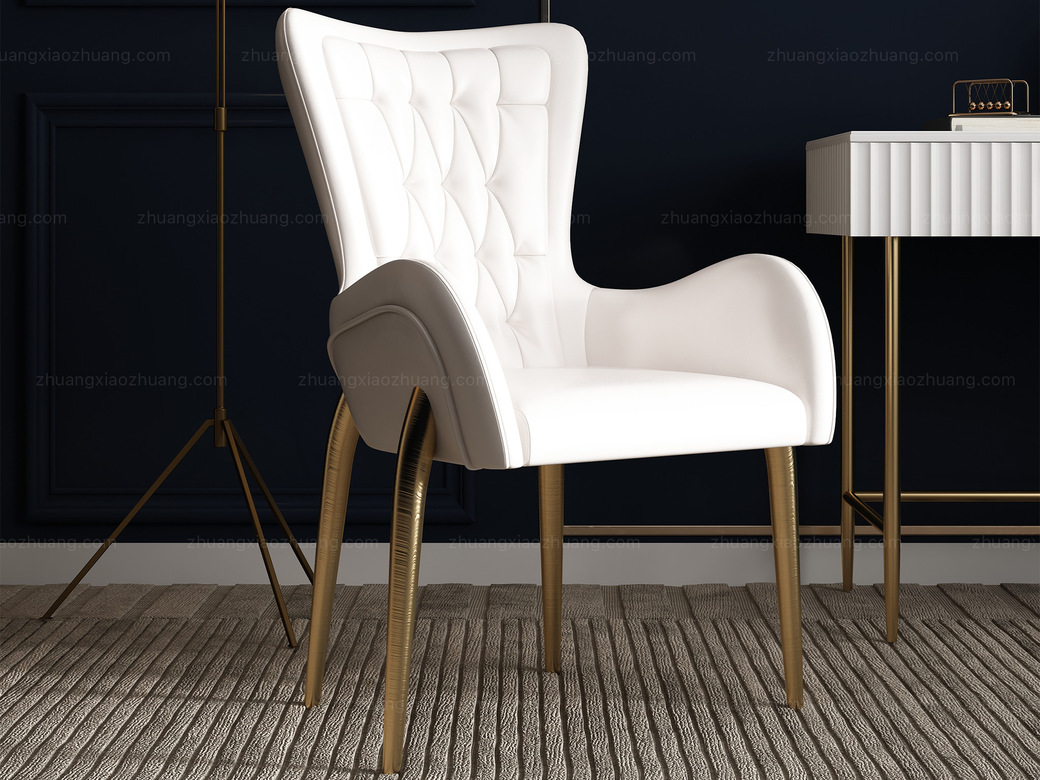 梵克美家 轻奢风格 纯白皮 餐椅