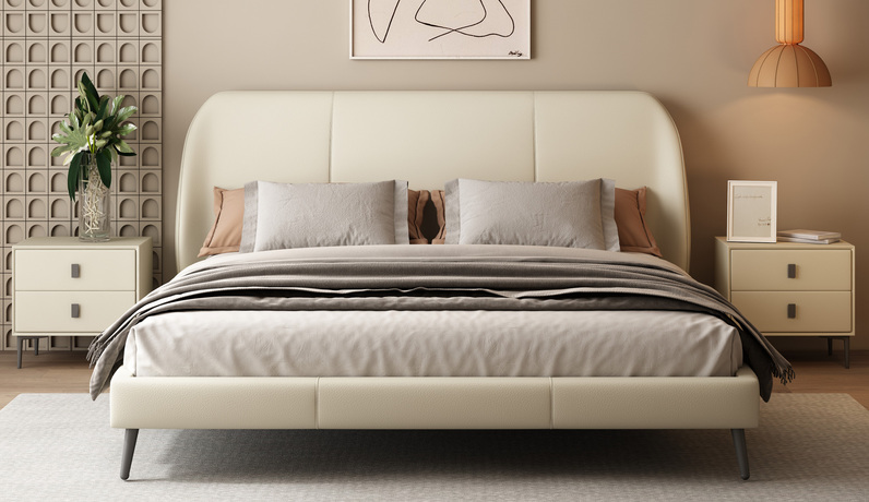 iLoven 意乐威 极简风格 优质皮艺 风信子 白色 1.5*2.0米 卧室床（搭配10公分松木排骨架）