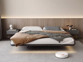  极简风格 北美进口白蜡木+碳素钢 1.5*2.0米床（悬浮床 不含床头 不含床下灯带）