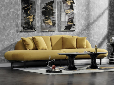  美克家居旗下品牌Space组合沙发 意式极简 创意泼洒个性纹理 如置身浩渺宇宙（左+右-黄）（包含4个抱枕）
