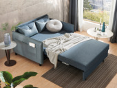 芬洛  现代简约沙发床 棉麻+科技布+实木框架+高密度海绵 客厅布艺储物功能   三人位沙发（腰枕花色随机发货）