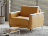 【现货】顾家家居 帕格尼尼沙发 极简风格百搭舒适 顾家专利全层皮 饱满加厚云感座包 人体工学曲线设计 呵护每个劳累“职场腰”琥珀黄 单人位沙发（此产品有短途物流费）