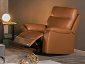 思凯林 现代简约 头层黄牛皮+海绵+公仔棉+实木框架 手动可摇可躺可转 单人位沙发