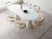 Milantti 米兰蒂 现代极简 奶油风 独特造型设计奶油风圣杯桌 进口亮光岩板台面+五金烤漆工艺 1.6米 餐桌