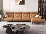 诺美帝斯 客厅意式极简 高定头层黄牛皮 真皮沙发 极致触感 纹理清晰 蓬松柔软羽绒靠包 实木框架 转角沙发 1+3+左贵妃