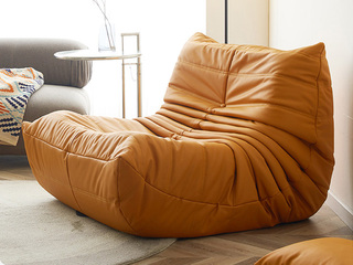  现代简约 毛毛虫懒人沙发 坐躺舒适 防污耐脏易清洁 硅胶皮+高密度海绵 橙色 休闲椅