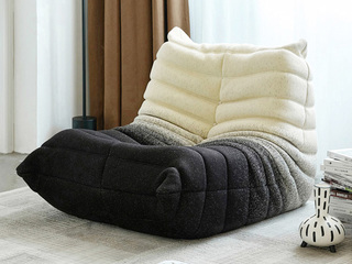  现代简约 毛毛虫懒人沙发 坐躺舒适 针织布+高密度海绵 黑白渐变 毛毛虫休闲椅