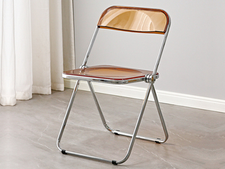  极简风格 hopeman透明折叠椅 亚克力+金属 橘色 书椅
