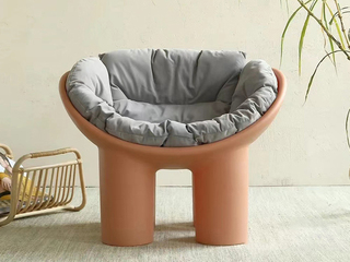  现代简约 大象腿椅 细腻磨砂手感 宽大半包舒适坐感 绒布坐垫 粉色 休闲椅