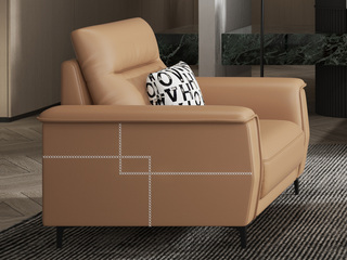  极简风格 超柔科技布+实木框架+高密度海绵+五金脚 橙色 单人位沙发