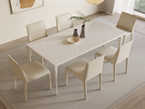 歌迪 奶油风 纯色岩板 铝合金支架 白色 1.4米餐桌