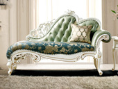 温莎公爵 法式宫廷系列 真皮+高回弹海绵+进口榉木 绿色 沙发 右贵妃（抱枕花色随机发货）