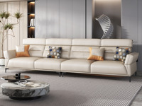 歌迪 极简风格 健康环保超柔科技布 分段式加高靠背云端释压 倚靠舒适分区承托 饱满厚实外扩扶手枕靠惬意 弧度贴心 直排沙发 四人位