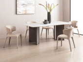 iLoven 意乐威 极简风格 高品质高颜值 耐磨抗污 大理石台面 灰胡桃木皮 1.8米 餐桌