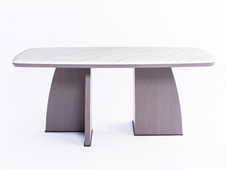  极简风格 健康环保 耐刮耐磨 大理石 灰胡桃木皮 1.8米 餐桌