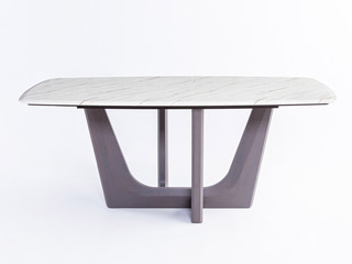 极简风格 质感细腻 耐磨抗菌 大理石 灰胡桃木皮 1.8米 餐桌