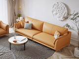 慕梵希 轻奢风格 超柔科技布 45D高密度Q弹海绵 轻柔触感羽绒填充 黄金倾斜角度 宽大坐深 黄色 大四人位直排沙发