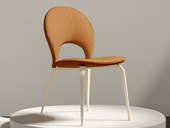慕梵希 极简风格 纳帕皮艺+高密度海绵+碳素钢 橙色 餐椅（单把价格 需双数购买 单数不发货）