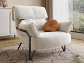 歌迪 现代简约 沙发椅 麂皮绒+实木框架+高回弹海绵+碳素钢扶手外架 奶白色 休闲椅（不含抱枕）