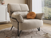 歌迪 现代简约 沙发椅 麂皮绒+实木框架+高回弹海绵+碳素钢扶手外架 浅灰色 休闲椅（不含抱枕）