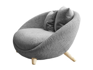  北欧风格 沙发椅 棉麻布+实木弯板+高密度海绵+白蜡木脚 银鼠灰 休闲椅
