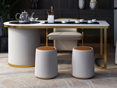 慕梵希 极简风格 不锈钢+PU皮 柔软舒适 茶凳