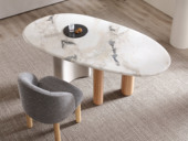 Milantti 米兰蒂 极简风格 大理石+白橡木 1.8米 餐桌