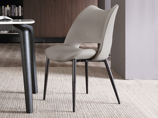  极简风格 超纤皮+五金架 米灰色 餐椅（单把价格 需双数购买 单数不发货）