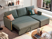 芬洛  现代简约沙发床 科技布+实木框架+高密度海绵 客厅布艺   3+左贵妃转角沙发（抱枕花色随机发货）