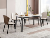 歌迪【摆场推荐】极简风格 大象腿餐桌 防刮耐磨哑光雪山白岩板桌面内在硬核稳固+碳钢微倾八字桌腿受力均匀强劲支撑 超强抗污易清洁 桌底宽敞收纳自如 1.4米餐桌