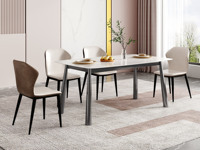 歌迪【摆场推荐】极简风格 大象腿餐桌 防刮耐磨哑光雪山白岩板桌面内在硬核稳固+碳钢微倾八字桌腿受力均匀强劲支撑 超强抗污易清洁 桌底宽敞收纳自如 1.4米餐桌