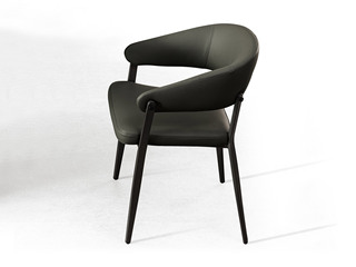  极简风格 皮艺+碳素钢脚架 深灰色 餐椅 （单把价格 需双数购买 单数不发货）