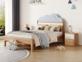 七彩童堡 原木风格 环保健康 纯实木 儿童床 1.5米床 （搭配床板）