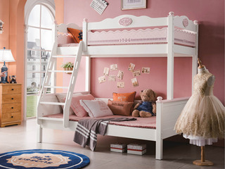  原木风格 环保健康 纯实木 儿童床 1.5*1.9米子母床（含挂梯）（搭配床板）