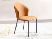 歌迪 极简风格 优质皮艺+碳钢 橙色 餐椅 （单把价格 需双数购买 单数不发货）