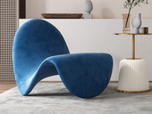 Milantti 米兰蒂 舌头椅 意式极简设计款 超弹布艺+一体成型定型棉 宝石蓝 休闲椅