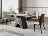 诺美帝斯 极简风格 设计师款大理石餐桌 防刮耐磨 榆木木皮 纹理细腻 1.8米 餐桌