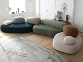 Milantti 米兰蒂 现代简约 Moroso鹅卵石沙发 异形创意设计组合 高端弹力麻布+高回弹海绵+定型棉+实木框架 4.7米 组合沙发