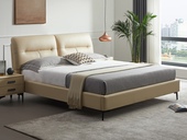 【现货】左右沙发 极简风格 真皮软床 头层牛皮+抗压支撑高密海绵+实木框架 互不干扰分段式双靠包设计 蓬松柔软绵柔触感 齐边设计节省空间 米黄色 常规款 1.8*2.0米床