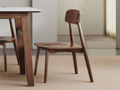 布木恋语 北欧风格 进口黑胡桃木 月牙弧形靠背 实木餐椅（天然实木家具、纹理自然随机）（单把价格 需双数购买 单数不发货）