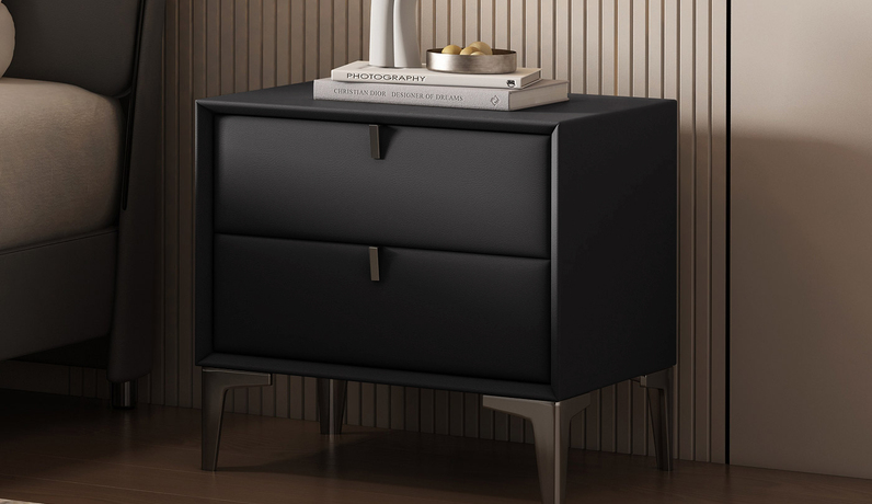 诺美帝斯 现代简约 扪皮 黑色 床头柜