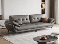 诺美帝斯 极简风格 艺术帆船真皮沙发 质地柔软 高定头层黄牛皮 3A级优质太空棉 厚实饱满高回弹海绵 直排四人沙发