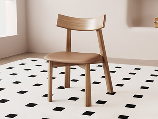  极简风格 北美进口白蜡木框架+超纤皮 桔色 餐椅（单把价格 需双数购买 单数不发货）