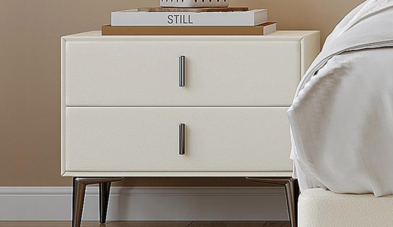 歌迪 极简风格 全实木柜体+松木抽屉 优质扪皮 时尚百搭 床头柜