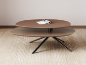 诺美帝斯 极简风格 复式悬浮旋转桌面 北美进口黑胡桃木+马鞍皮桌面+碳素钢脚 1.1米 茶几