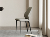 歌迪 极简风格 优质皮艺 高密度海绵 碳素钢架 灰白色 餐椅（单把价格 需双数购买 单数不发货）