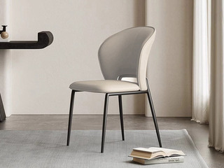  极简风格 优质皮艺+碳素钢脚架 米色 餐椅（单把价格 需双数购买 单数不发货）