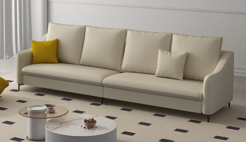 歌迪 现代简约  超柔科技布+高回弹海绵+俄罗斯落叶松实木框架+五金脚 四人位直排沙发