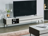 【现货】芝华仕 现代简约 雅享系列 雪山云纱岩板+双层储物+菱形雕刻装饰板+枪黑色金属脚  电视柜（此产品有短途物流费）