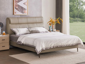 芝华仕 旗舰款 现代简约 雅享系列 进口头层黄牛皮+高回弹海绵云感软包+碳素钢排骨架 人体工学分段式高靠背舒适撑腰 分区承托全面贴合 省空间轻薄床边设计 奶杏色 1.8*2.0米齐边真皮床（此产品有短途物流费）